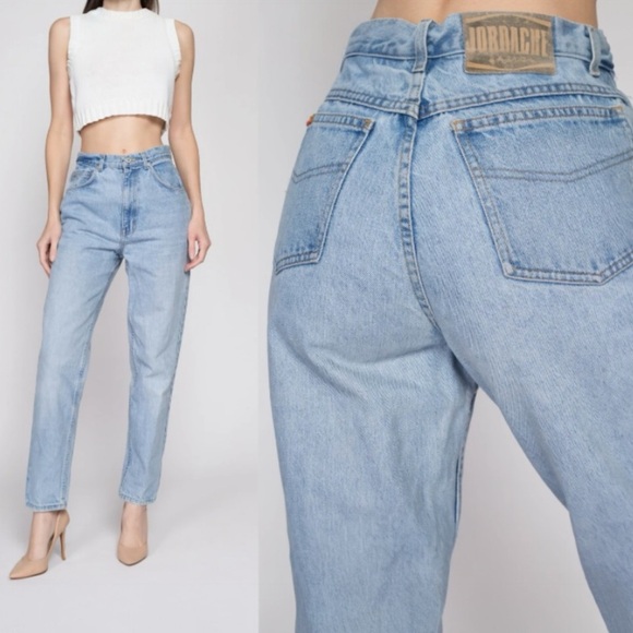 Vintage Jordache High Rise Denim Straight Leg Skinny Jeans - Picture 1 of 16
